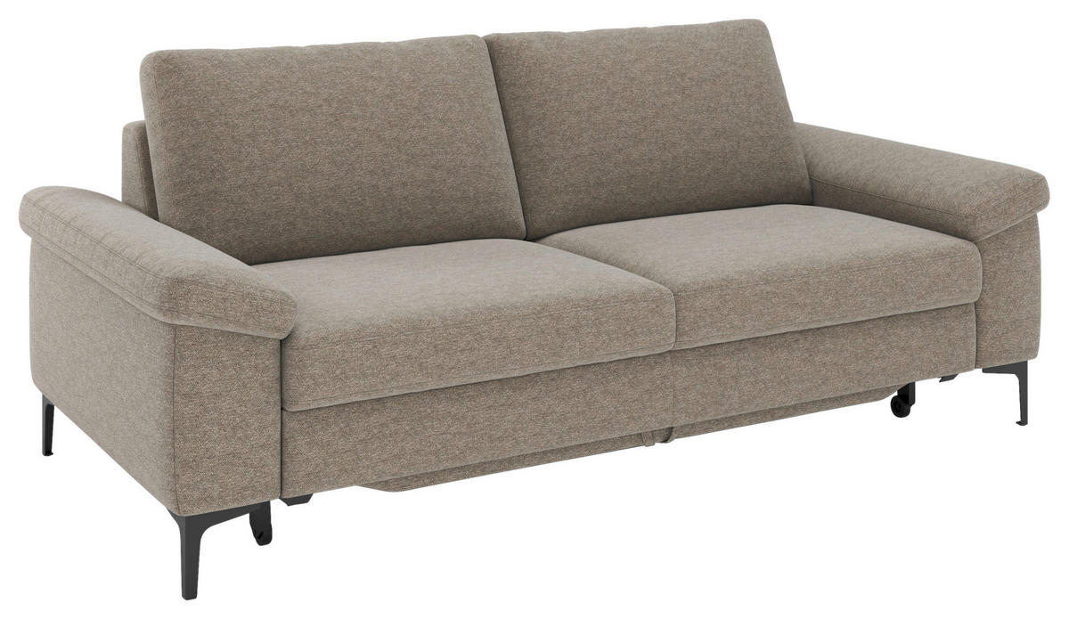 2,5-SITZER Flachgewebe Taupe  - Taupe/Schwarz, Design, Holzwerkstoff/Textil (204/89/97cm) - Pure Home Lifestyle