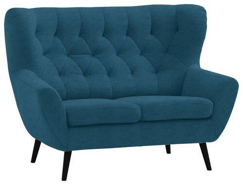 2-SITZER-SOFA in Mikrofaser Blau  - Blau/Schwarz, Design, Holz/Textil (137/101/95cm) - Stylife