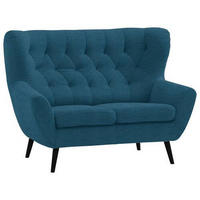 2-SITZER-SOFA in Mikrofaser Blau  - Blau/Schwarz, Design, Holz/Textil (137/101/95cm) - Stylife