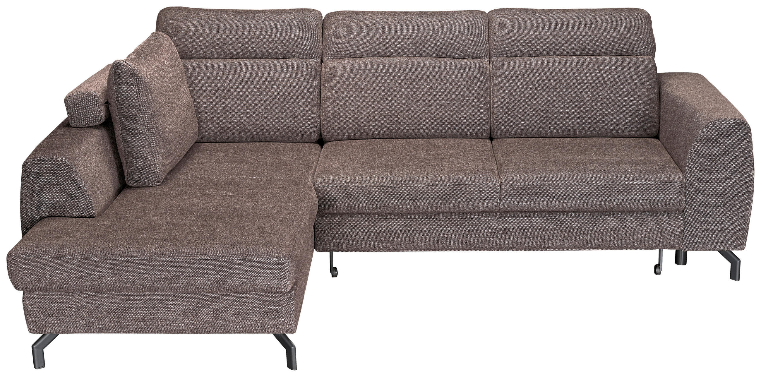 ECKSOFA Dunkelbraun Chenille  - Dunkelbraun/Schwarz, KONVENTIONELL, Textil/Metall (185/240cm) - Carryhome