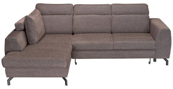 ECKSOFA Dunkelbraun Chenille  - Dunkelbraun/Schwarz, KONVENTIONELL, Textil/Metall (185/240cm) - Carryhome