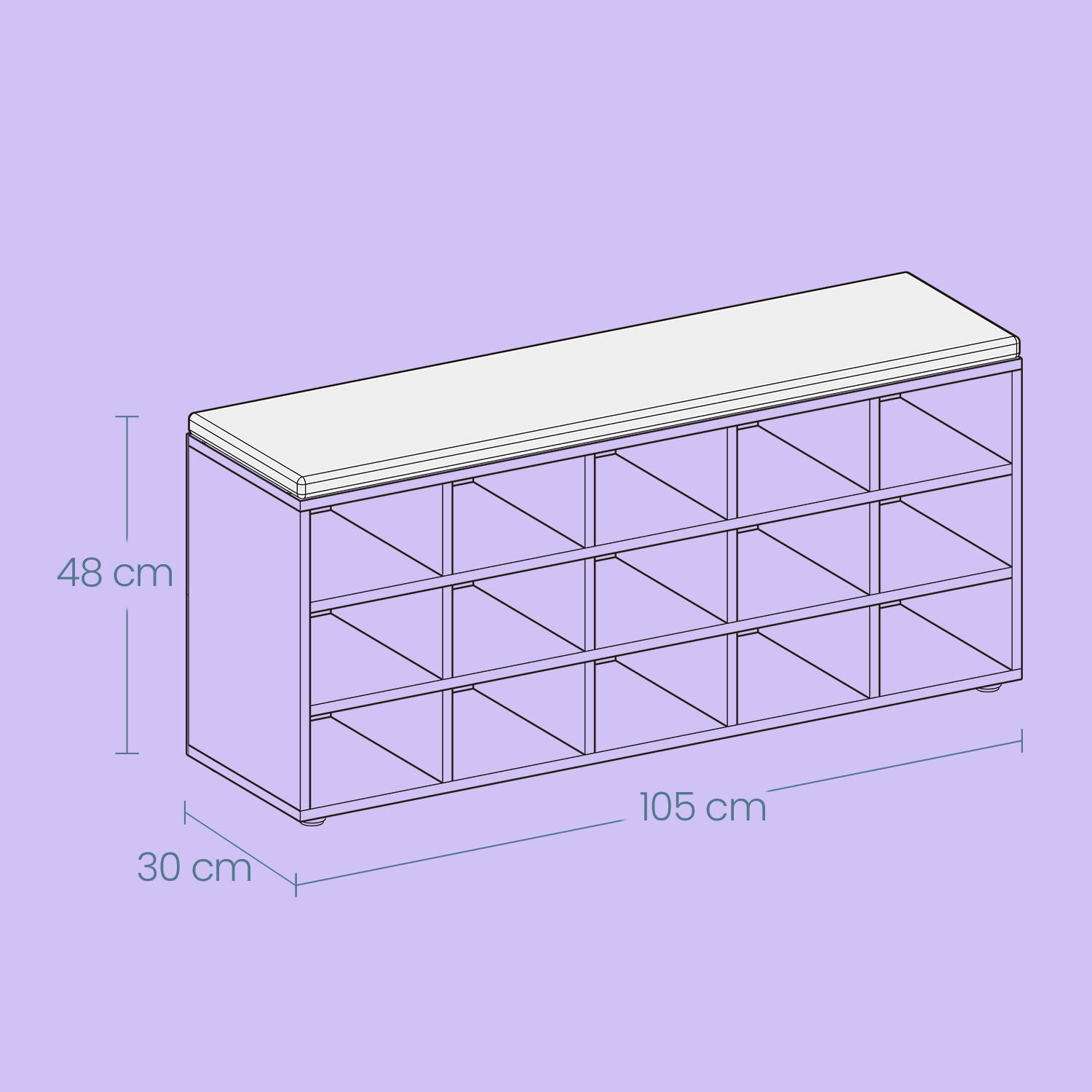 Thumbnail - Mid.you Schuhbank, Braun, Grau, Textil, 1-Sitzer, Füllung: Schaumstoff, 105x48x30 cm, Abstellfläche, Garderobe, Garderob...