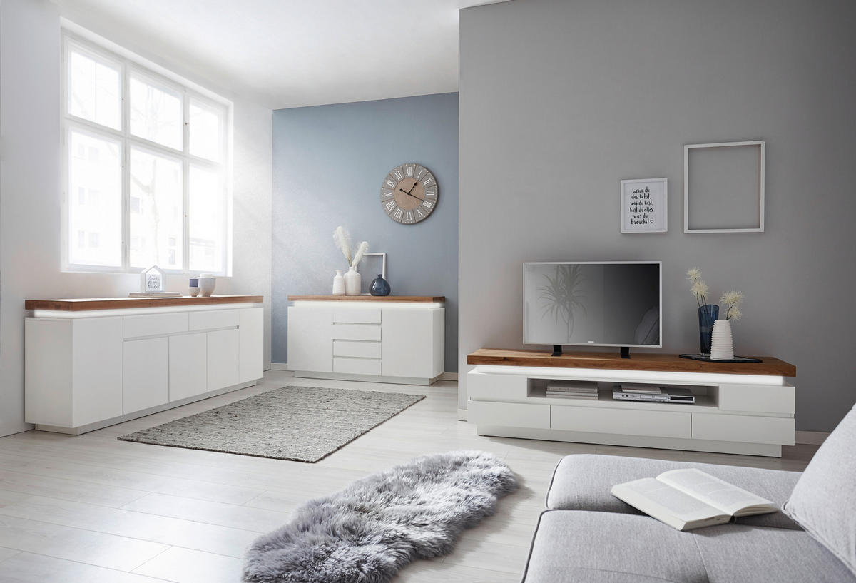 SIDEBOARD 150/81/40 cm  - vit/ekfärgad, Design, trämaterial/trä (150/81/40cm)