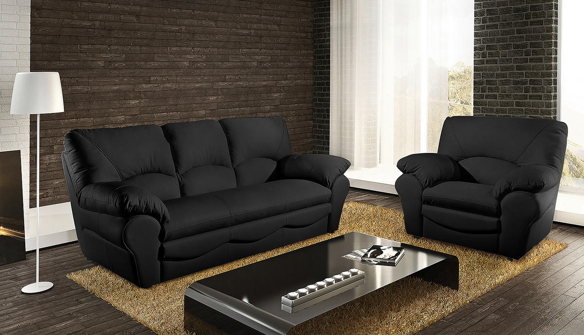 SCHLAFSOFA in Leder Schwarz  - Schwarz, Design, Leder/Kunststoff (205/92/85cm) - Livetastic