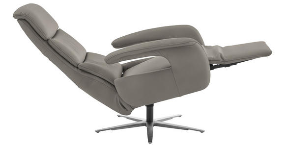 RELAXSESSEL in Leder Grau  - Edelstahlfarben/Grau, Design, Leder/Metall (76/119/86cm) - Dieter Knoll