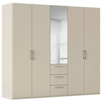 DREHTÜRENSCHRANK 251/235/61 cm,  in Champagner, 5-türig  - Chromfarben/Edelstahlfarben, Basics, Glas/Holzwerkstoff (251/235/61cm) - Novel