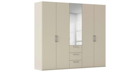 DREHTÜRENSCHRANK 251/235/61 cm,  in Champagner, 5-türig  - Chromfarben/Edelstahlfarben, Basics, Glas/Holzwerkstoff (251/235/61cm) - Novel