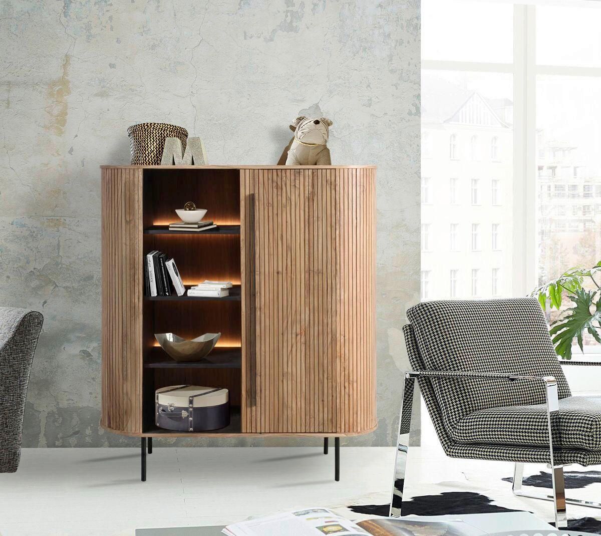 HIGHBOARD  in 118/135/40 cm  - Grau, KONVENTIONELL, Holz/Metall (118/135/40cm) - Livetastic