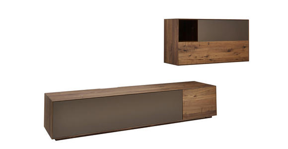 WOHNWAND in Bronzefarben, Nussbaumfarben - Nussbaumfarben/Bronzefarben, Natur, Glas/Holz (297,5/141/55 / 41cm) - Dieter Knoll