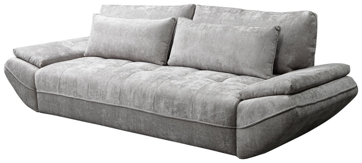 SCHLAFSOFA ELMA Struktur Sandfarben  inkl. Rückenkissen, Nierenkissen, Armlehnenkissen, Rücken echt  - Sandfarben/Schwarz, KONVENTIONELL, Holz/Kunststoff (280/73-93/107cm) - Livetastic