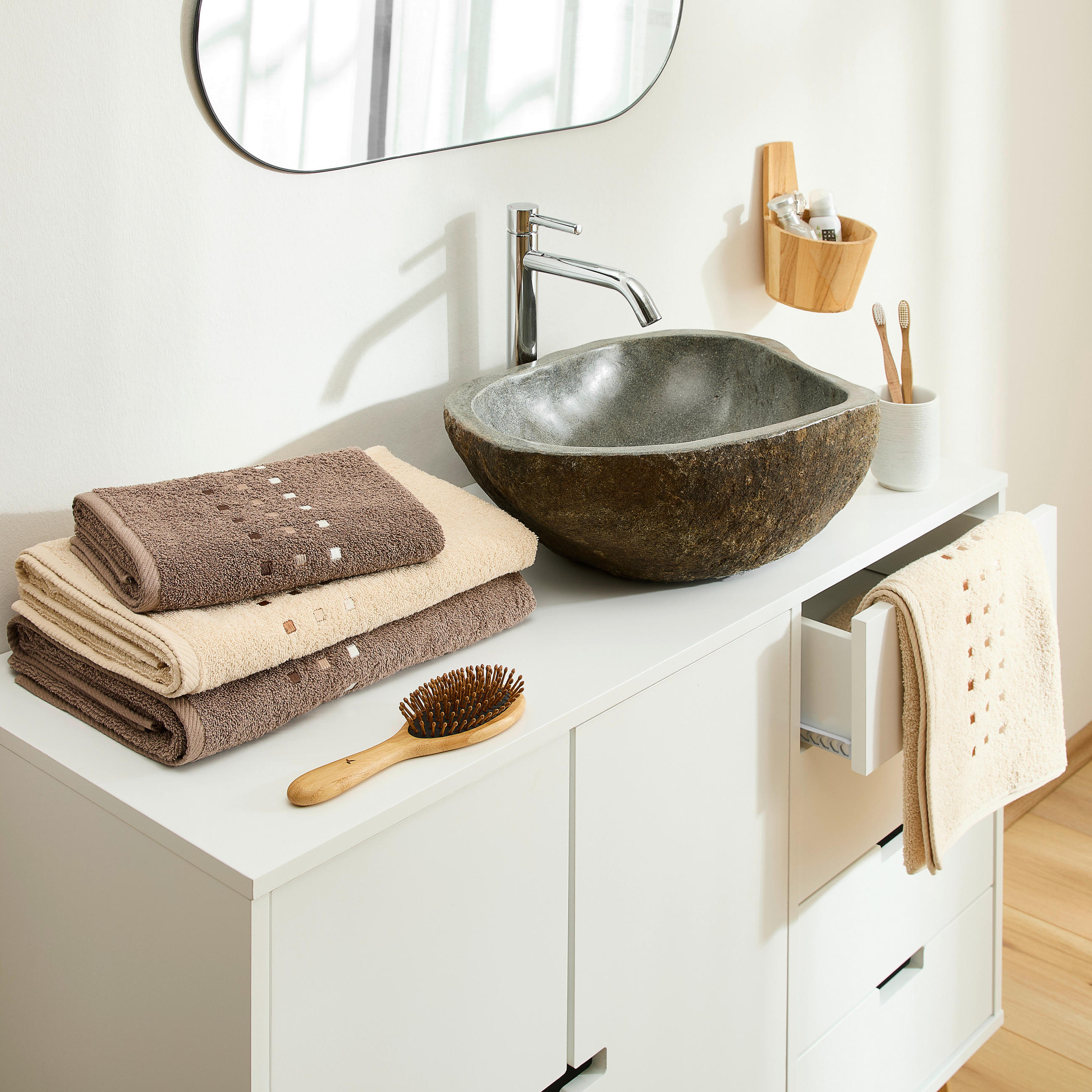 SET RUČNIKA 50/100 cm , taupe, bež QUATTRO - bež/taupe, tekstil (50/100cm) - Esposa