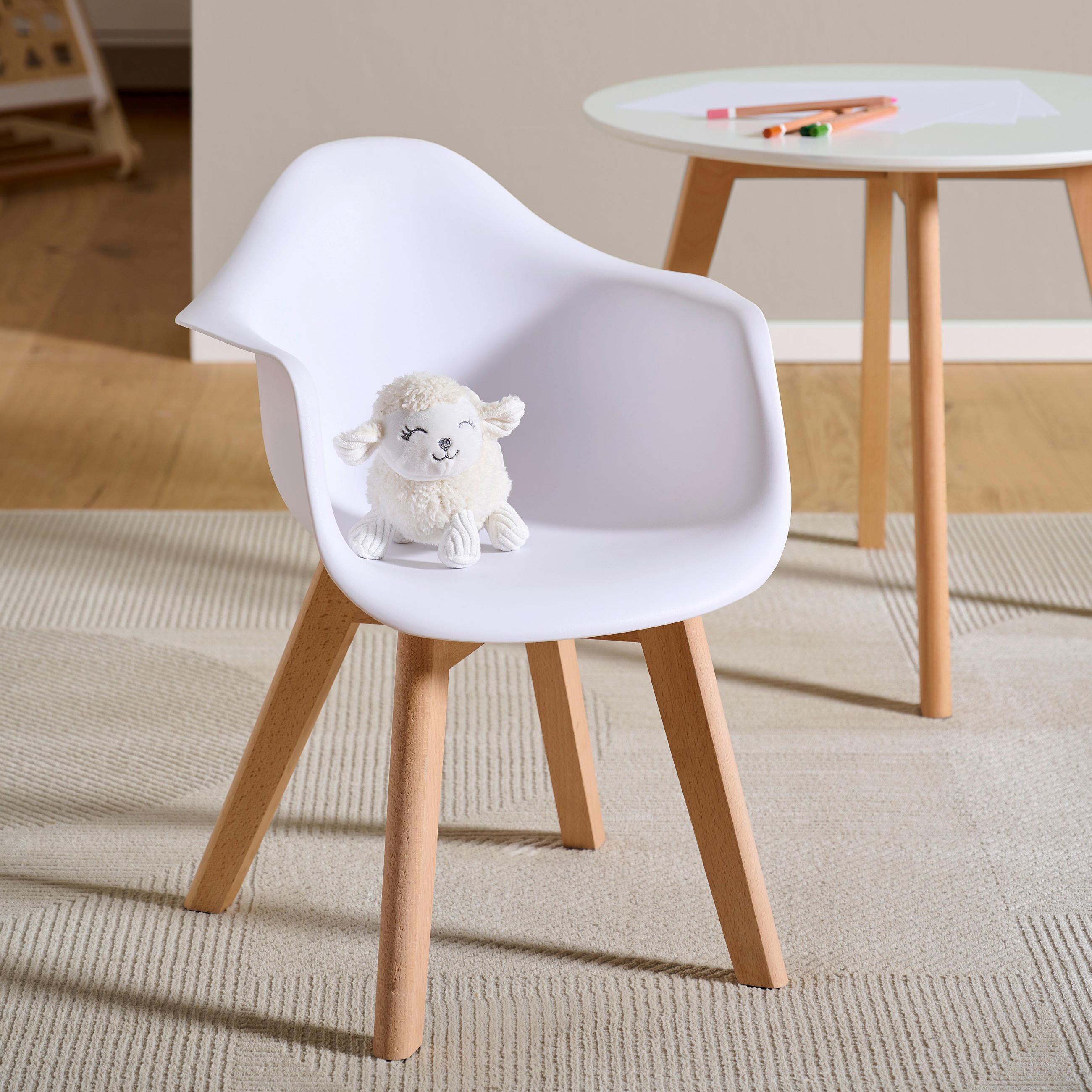 DĚTSKÁ ŽIDLE bílá, barvy buku,  - bílá/barvy buku, Trend, dřevo/plast (42/56/43cm) - My Baby Lou