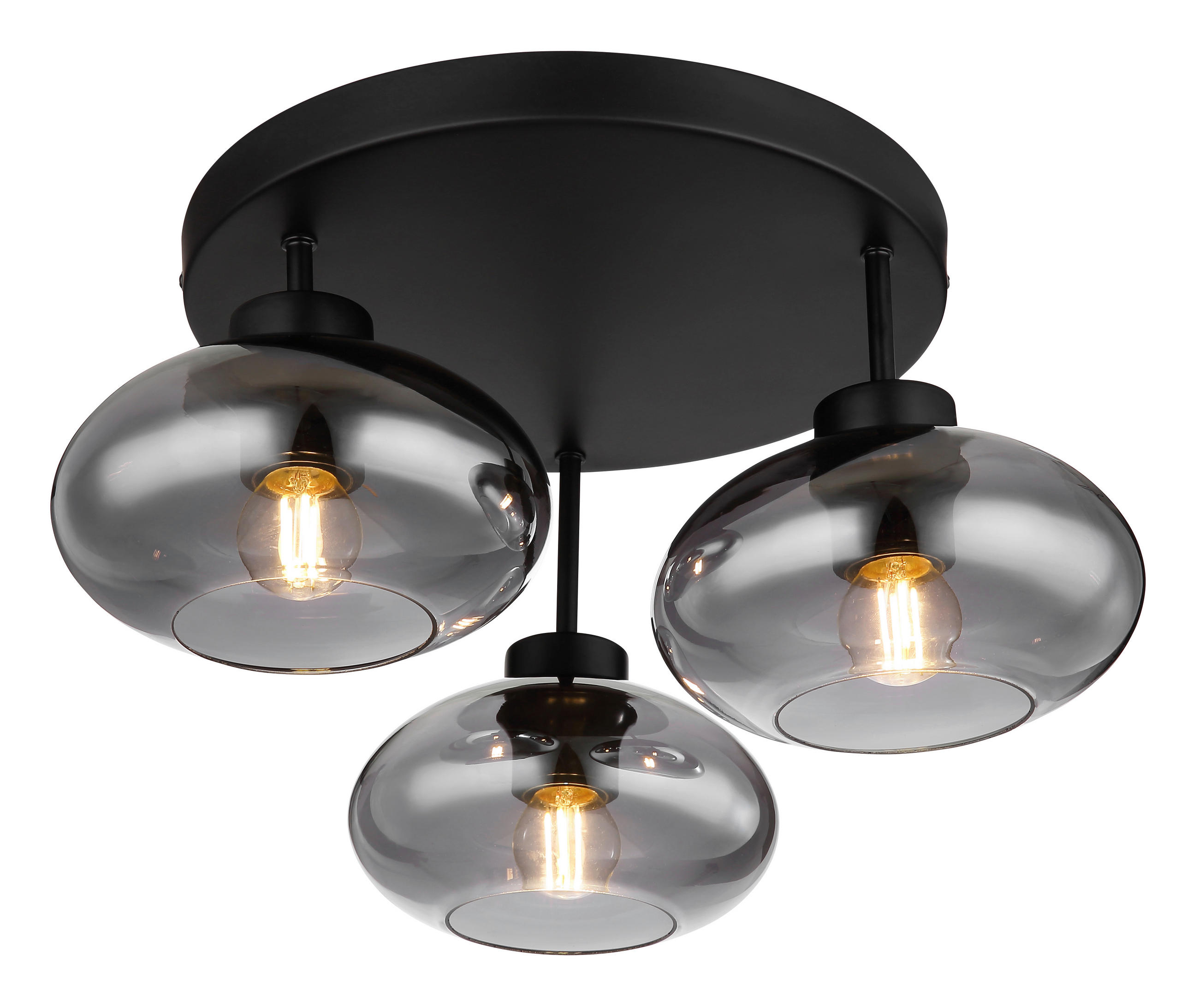 DECKENLEUCHTE    40/40/24 cm  - Schwarz, Design, Glas/Metall (40/40/24cm) - Globo