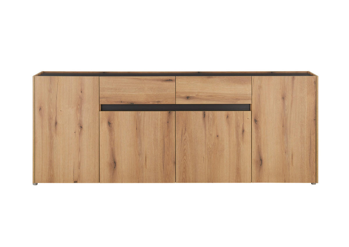SIDEBOARD  223/86/40 cm 2 Schublade(n)  - Eichefarben/Anthrazit, Design, Holzwerkstoff/Kunststoff (223/86/40cm) - Modante