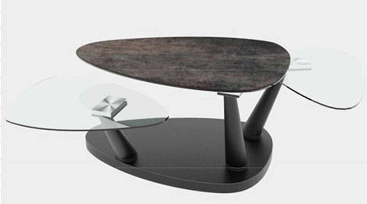 COUCHTISCH Metall, Glas, Keramik 98/58/43 cm  - Silberfarben/Titanfarben, Modern, Glas/Keramik (98/58/43cm) - Dieter Knoll