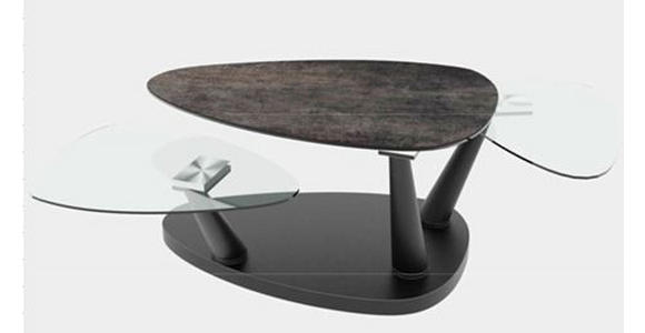 COUCHTISCH in Metall, Glas, Keramik 98/58/43 cm  - Silberfarben/Titanfarben, MODERN, Glas/Keramik (98/58/43cm) - Dieter Knoll