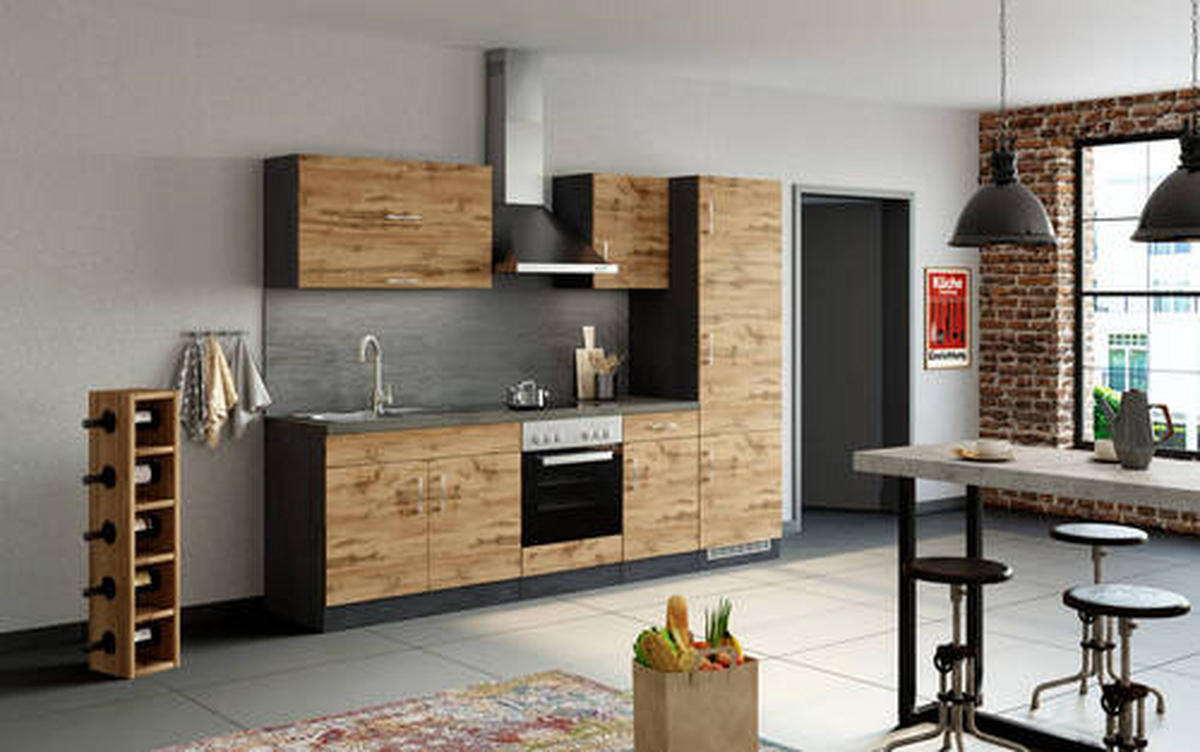 KÜCHENLEERBLOCK   in Eichefarben  - Eichefarben/Anthrazit, MODERN, Holzwerkstoff (270/200/60cm) - Held