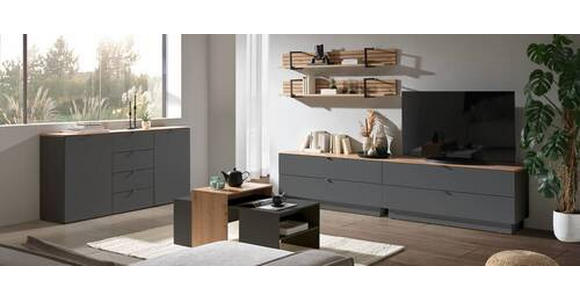 TV-ELEMENT Graphitfarben, Eiche Artisan  140/62/44 cm  - Schwarz/Graphitfarben, MODERN, Holzwerkstoff/Metall (140/62/44cm) - Hom`in