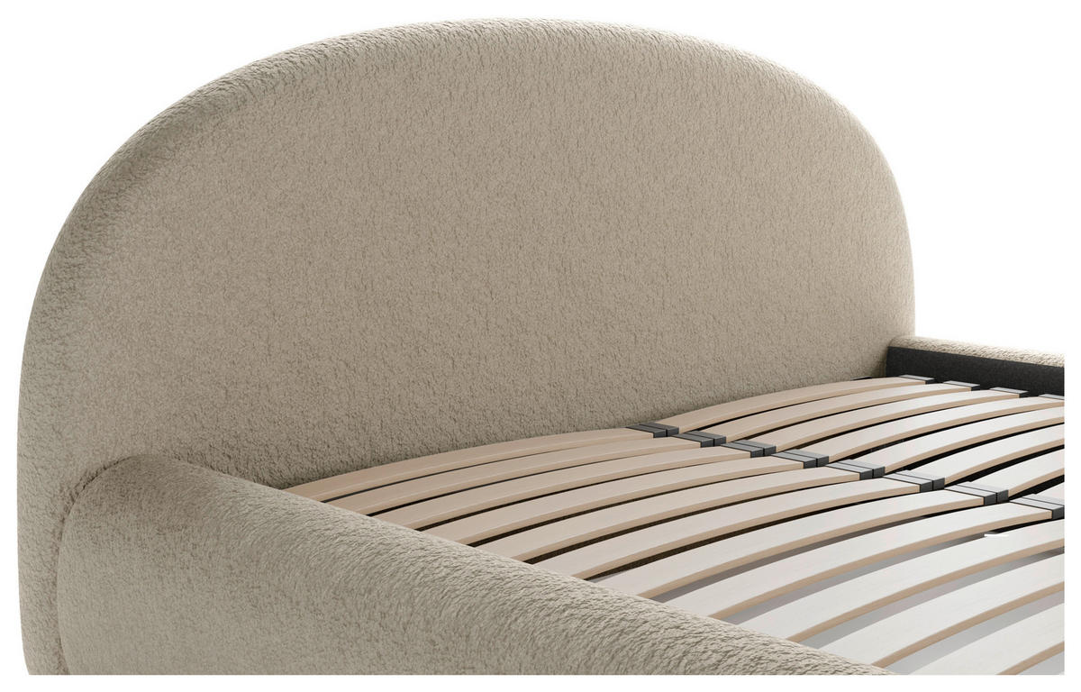 POLSTERBETT 180/200 cm,  in Taupe, gepolstertes Kopfteil, Lattenrost, Bettkasten,  - Taupe/Schwarz, Design, Holz/Textil (180/200cm) - Chameo