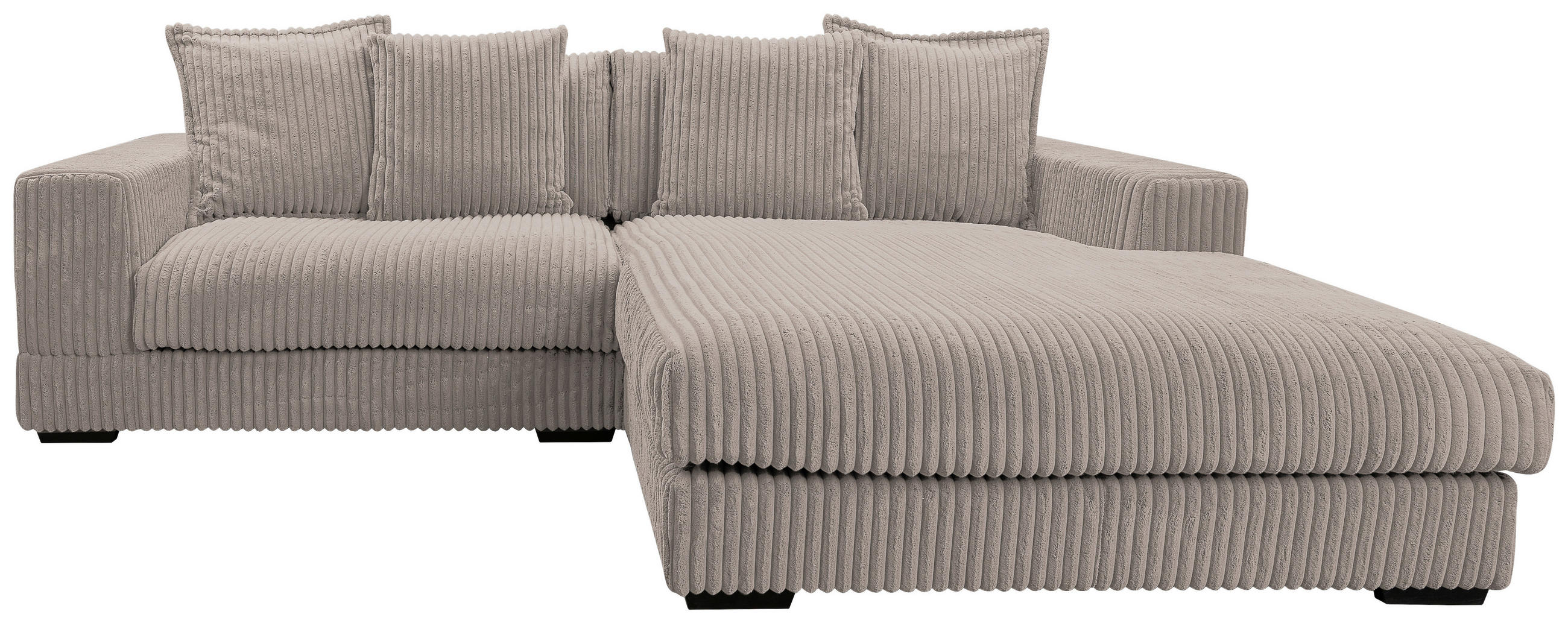 ECKSOFA in Cord Taupe  285/195 cm  - Taupe/Schwarz, Design, Kunststoff/Textil (285/195cm) - MID.YOU
