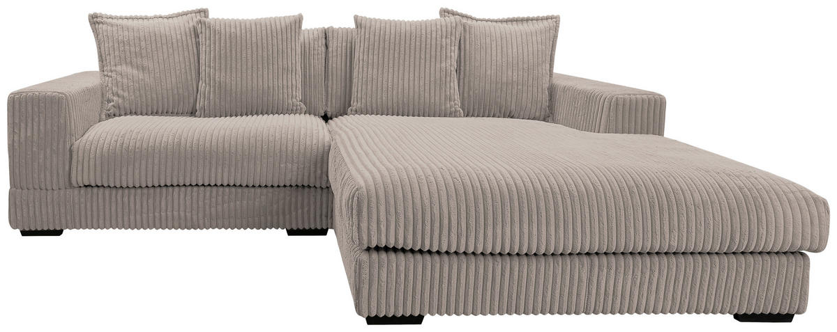 ECKSOFA in Cord Taupe  285/195 cm  - Taupe/Schwarz, Design, Kunststoff/Textil (285/195cm) - MID.YOU