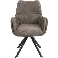 ARMLEHNSTUHL Eisen Webstoff  - Schwarz/Braun, Modern, Textil/Metall (61/91/65cm) - MID.YOU