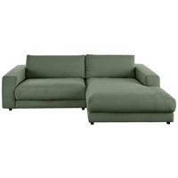 ECKSOFA  in Cord Olivgrün  270/190 cm  - Schwarz/Olivgrün, Design, Kunststoff/Textil (270/190cm) - Lomoco