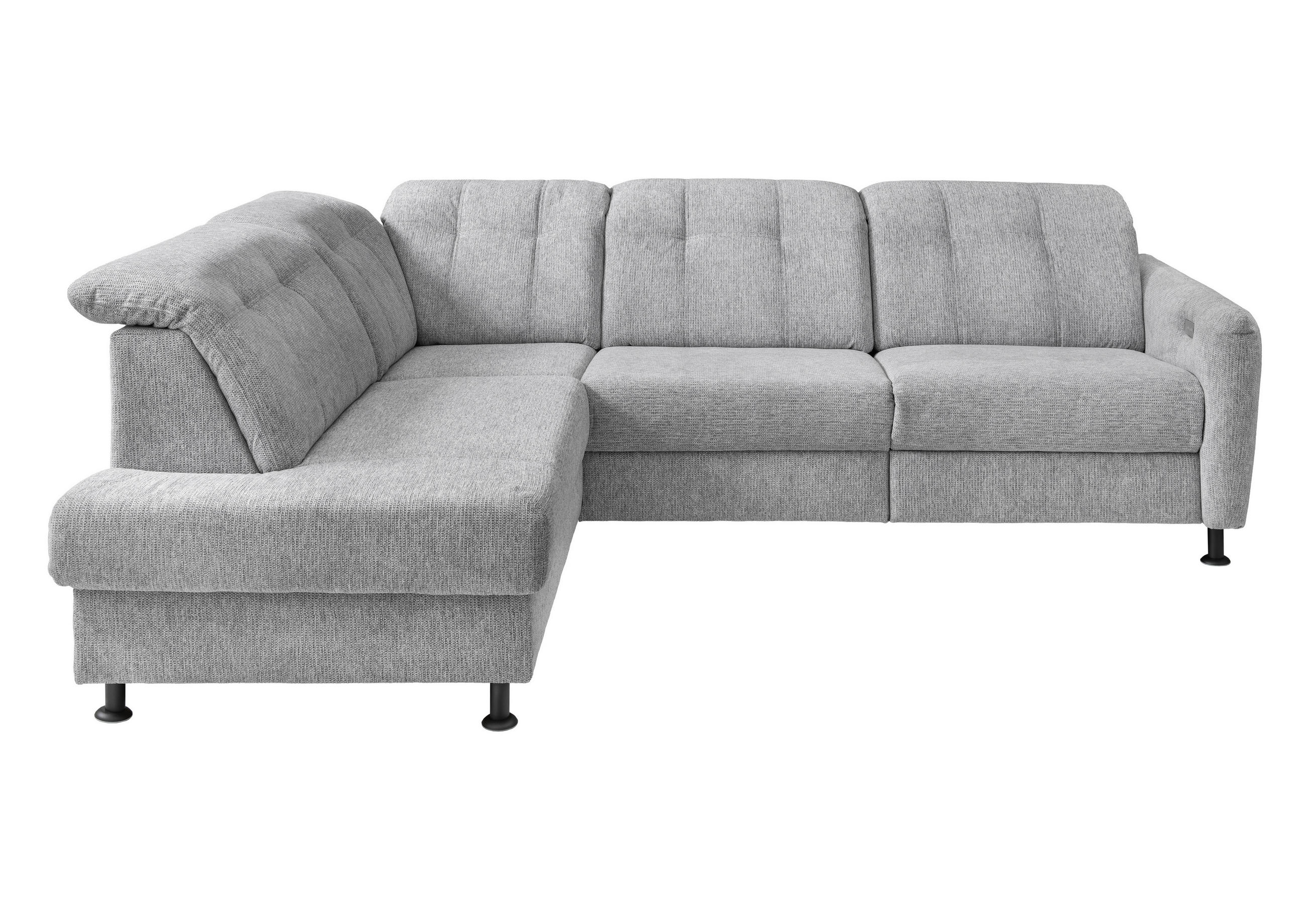 ECKSOFA in Chenille Silberfarben  - Silberfarben/Schwarz, Modern, Textil/Metall (198/270cm) - Livetastic