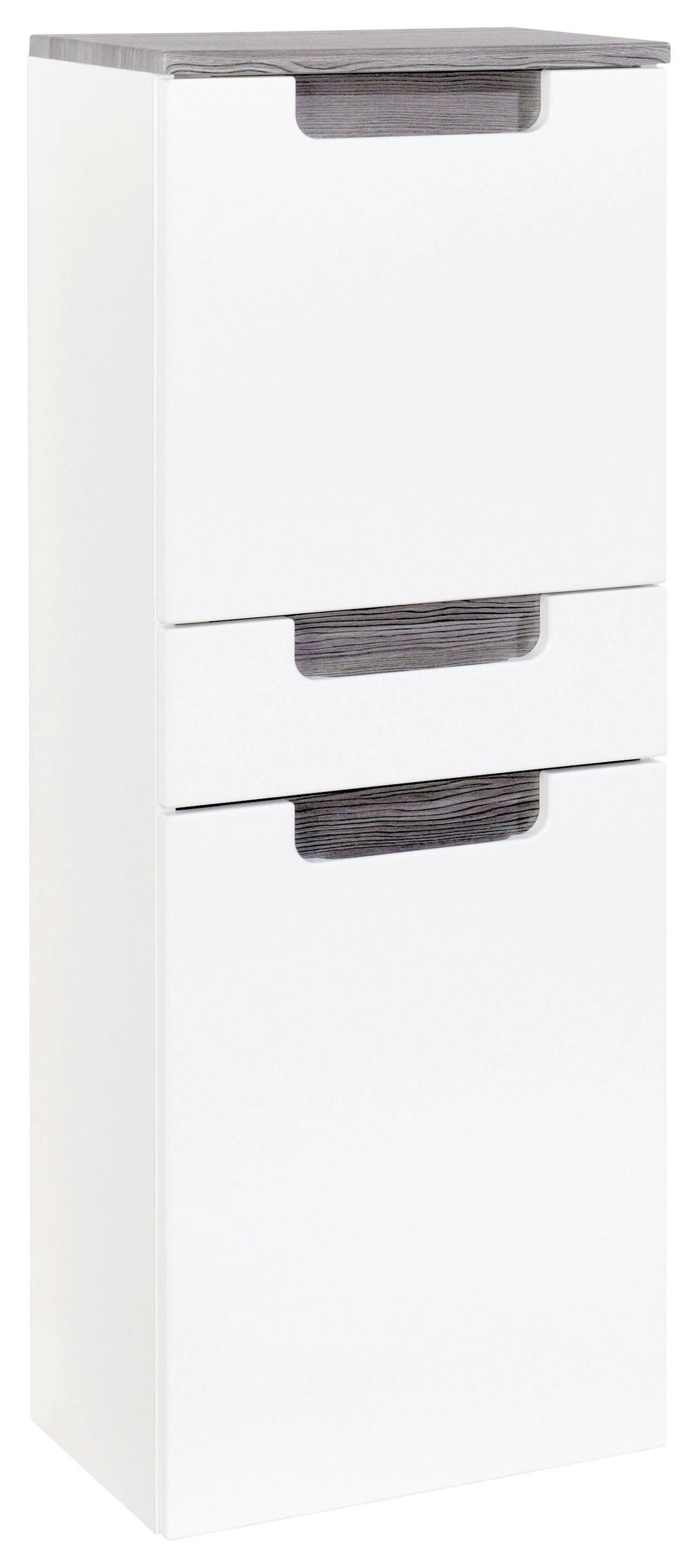 Midischrank Mit Türdämpfer Siena 40cm Weiß/eiche Dekor