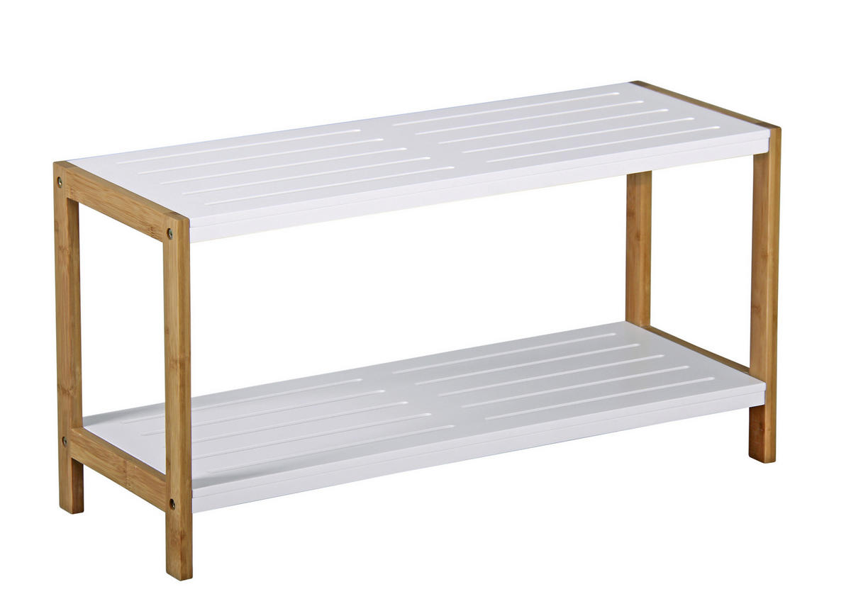 SCHUHREGAL Bambus massiv Braun, Weiß  - Braun/Weiß, Design, Holz/Holzwerkstoff (70/36/26cm) - Xora