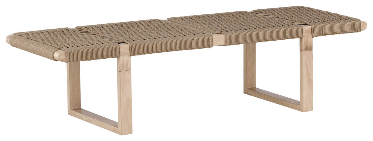 SITZBANK 140/36/46 cm Hellbraun Rattan  - Hellbraun, Design, Holz/Metall (140/36/46cm) - Livetastic