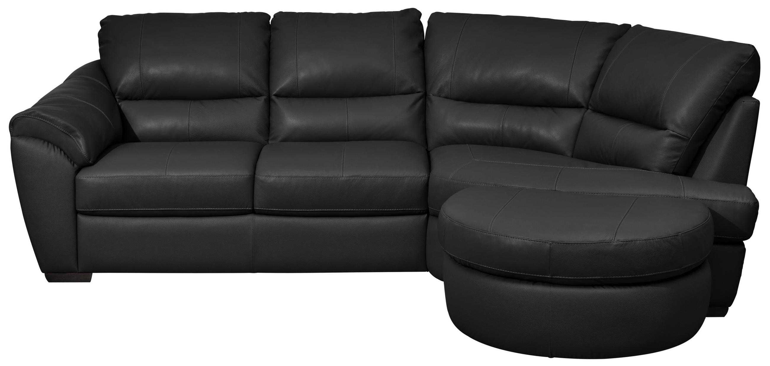ECKSOFA Kombination Echtleder/Lederlook Schwarz  - Wengefarben/Schwarz, Konventionell, Leder/Holz (273/194cm) - Livetastic
