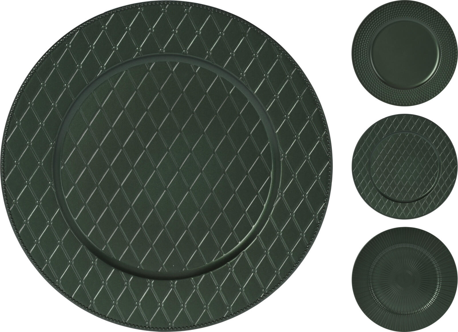 MĚLKÝ TALÍŘ, plast, 33 cm - barvy stříbra, Design, plast (33cm)