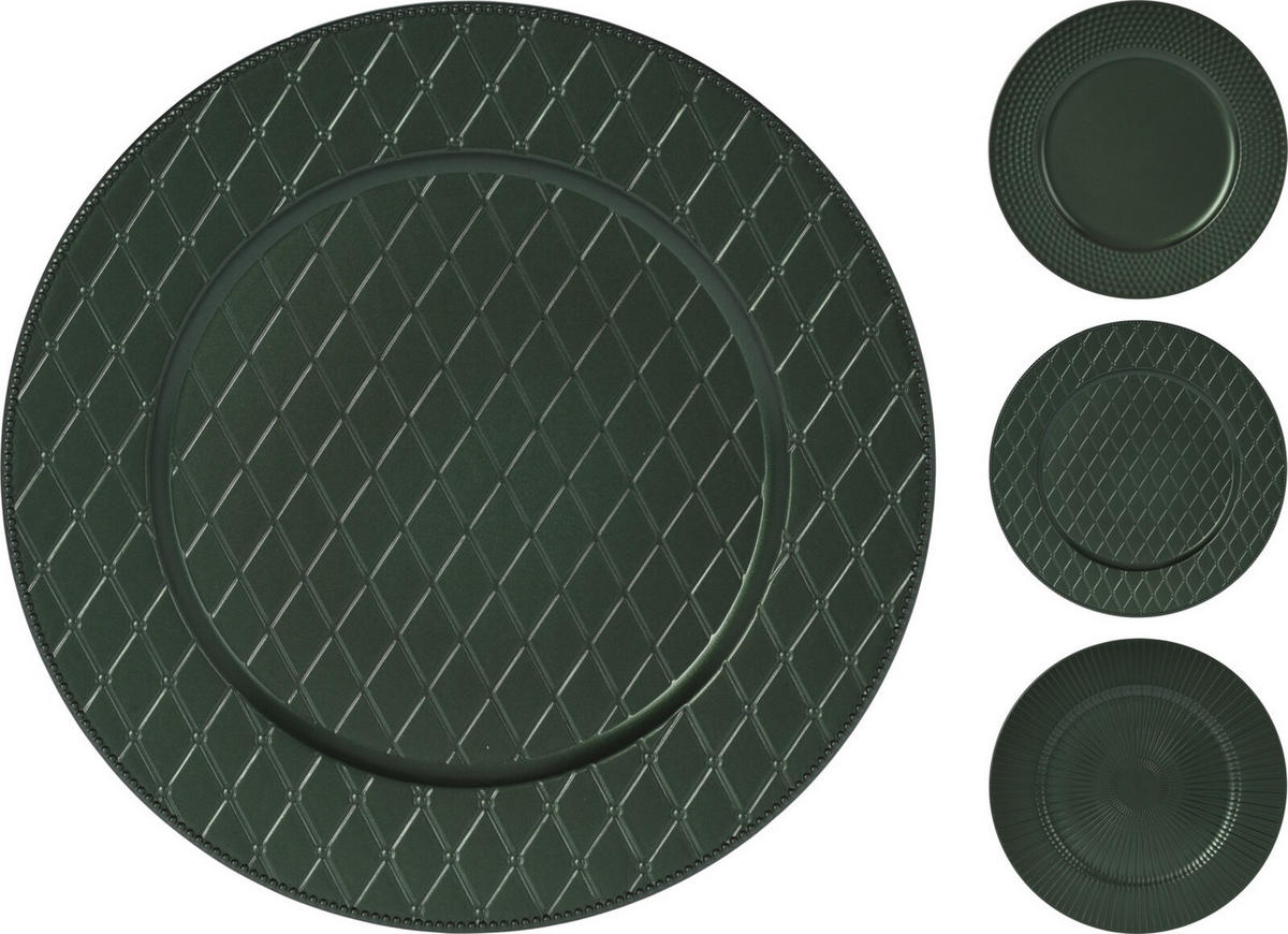 MĚLKÝ TALÍŘ, plast, 33 cm - barvy stříbra, Design, plast (33cm)