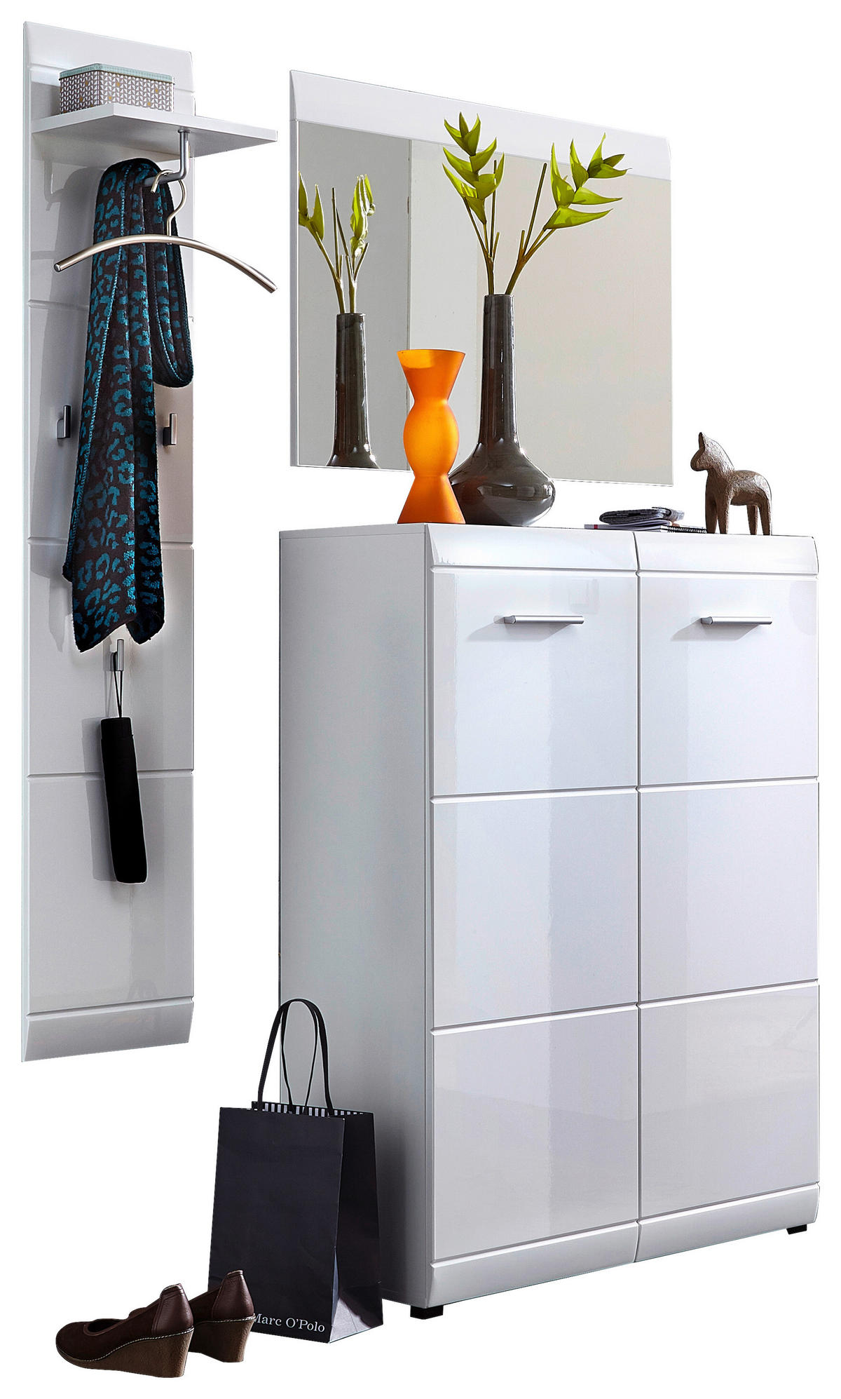 GARDEROBE 3-teilig  in 135/200/36 cm  - Weiss, Design, Holzwerkstoff (135/200/36cm) - Carryhome