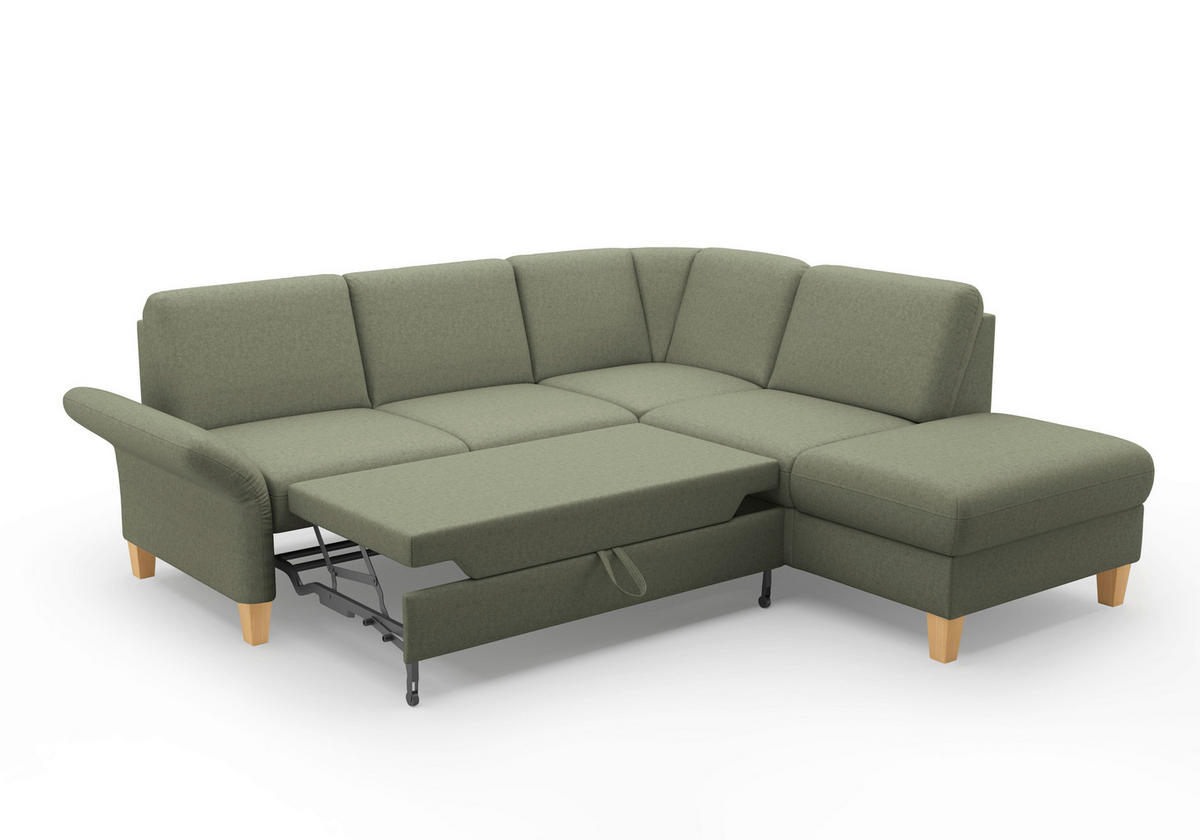 ECKSOFA in Flachgewebe Olivgrün  - Eichefarben/Olivgrün, Konventionell, Holz/Textil (240/216cm) - Sit & More