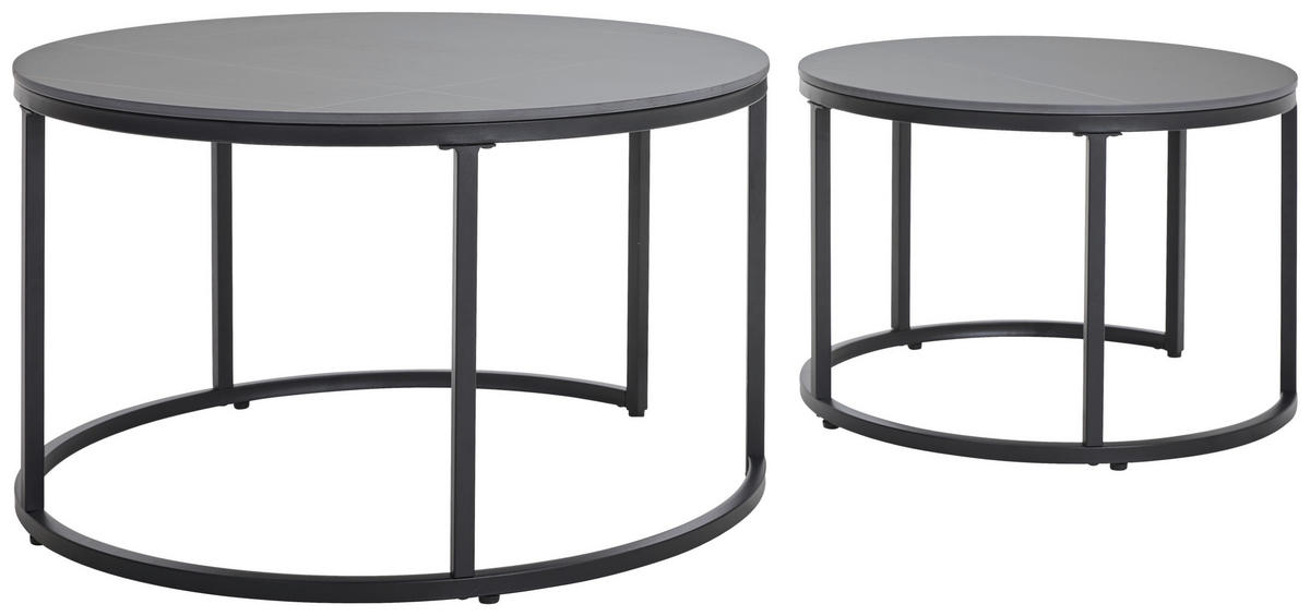 SADA KONFERENČNÍCH STOLKŮ, černá, kov, keramika, 80/60/46/40/80/60 cm - černá, Design, kov/keramika (80/60/46/40/80/60cm) - Livetastic