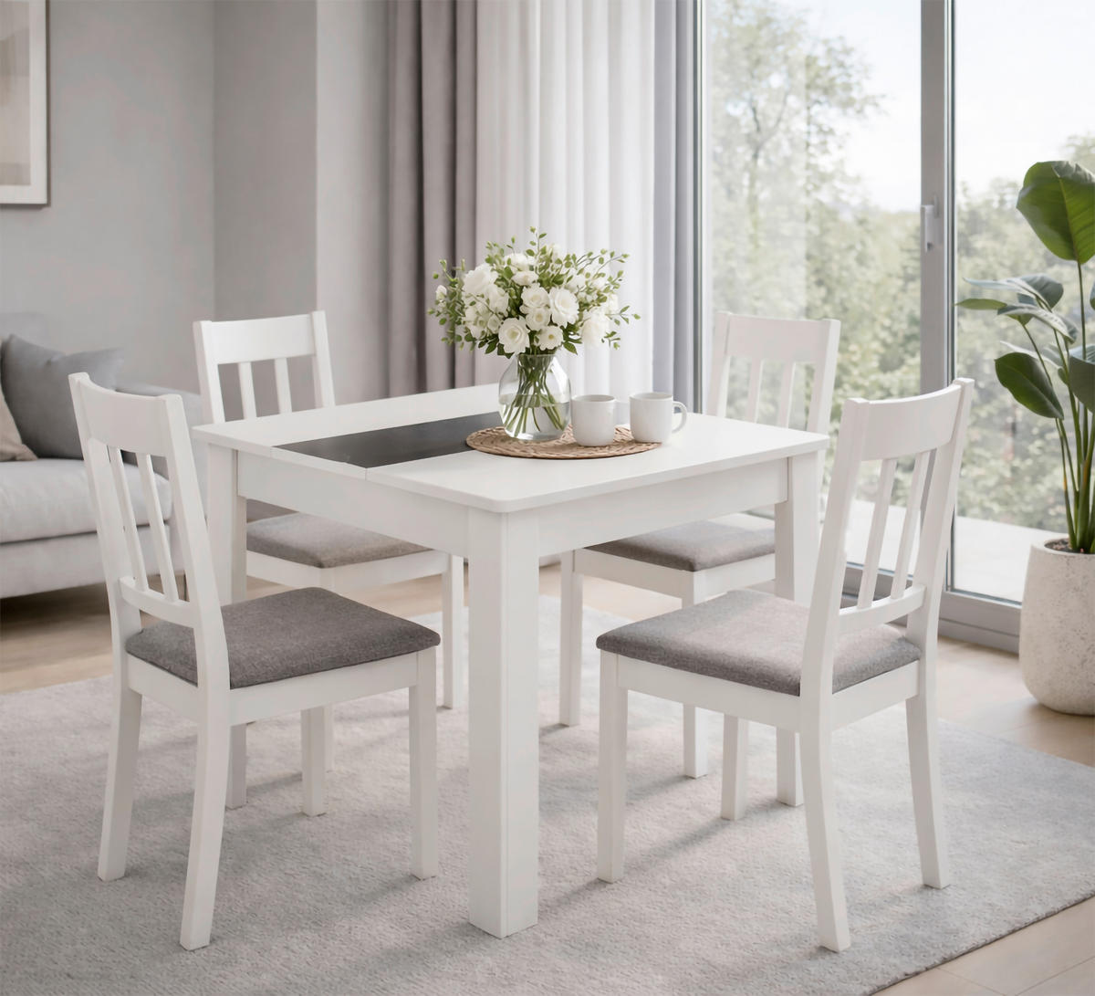 ESSTISCH 80/80/75 cm Nachbildung  Holzwerkstoff quadratisch Anthrazit, Weiß  - Anthrazit/Weiß, MODERN, Holzwerkstoff (80/80/75cm) - MID.YOU