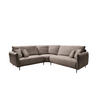 ECKSOFA Graubraun Cord  - Graubraun/Schwarz, Design, Textil/Metall (256/256cm) - Livetastic