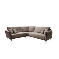 ECKSOFA in Cord Graubraun  - Graubraun/Schwarz, Design, Textil/Metall (256/256cm) - Livetastic