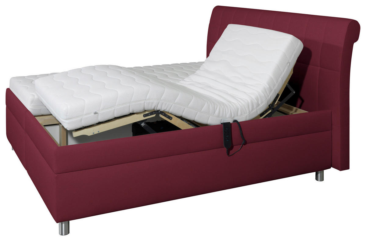POLSTERBETT 200/200 cm  in Rot  - Weiss/Silberfarben, Konventionell, Holz/Textil (200/200cm) - Esposa