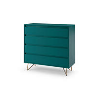 KOMMODE  in 90/90/40 cm  - Blau/Messingfarben, Design, Holzwerkstoff/Metall (90/90/40cm) - Livetastic