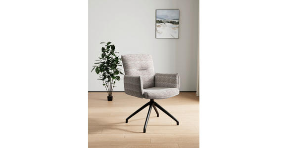 ARMLEHNSTUHL  Sitzfläche 360° drehbar, inklusive Armlehnen, automatische Rückholfunktion Webstoff  - Taupe/Schwarz, Design, Textil/Metall (65/91/65cm) - Novel