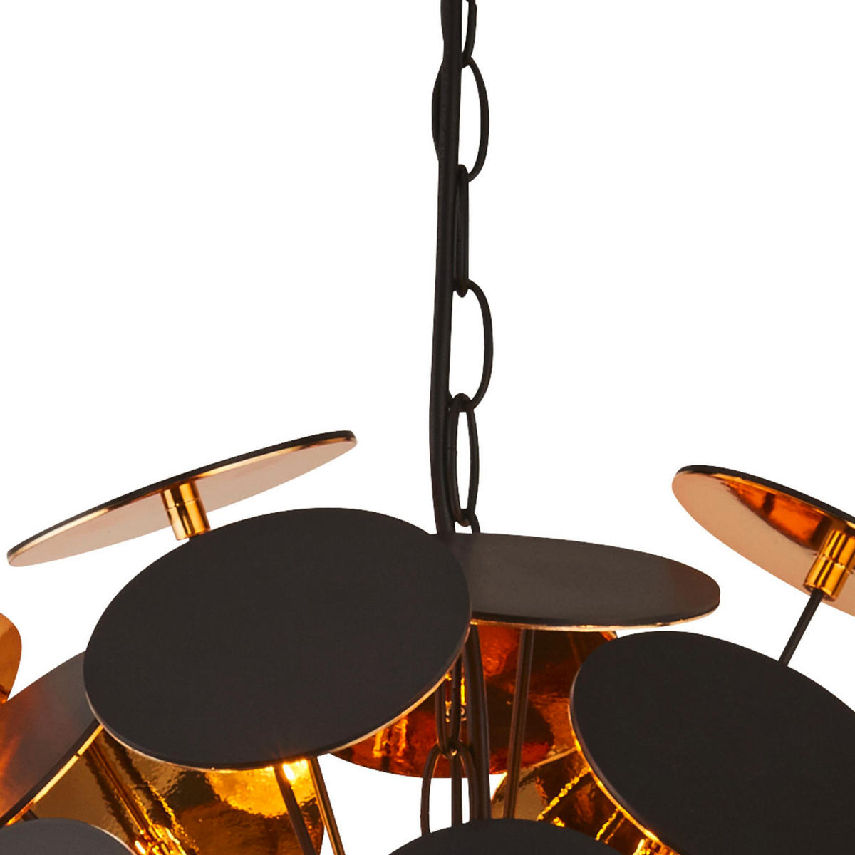 HÄNGELEUCHTE Discus 47/135 cm   - Goldfarben/Schwarz, Design, Metall (47/135cm) - Searchlight