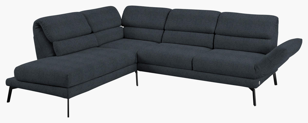 ECKSOFA in Flachgewebe Anthrazit  - Anthrazit/Schwarz, Design, Textil/Metall (212-253/256-363cm) - Dieter Knoll