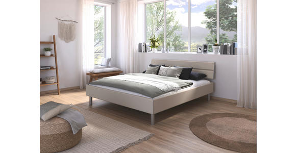 BETT 180/200 cm  in Champagner  - Champagner/Alufarben, Design, Holzwerkstoff/Metall (180/200cm) - Carryhome