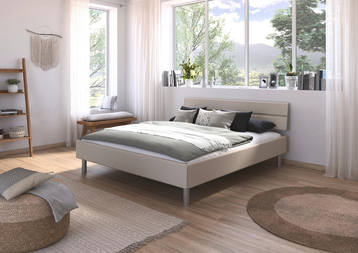 BETT 180/200 cm,  in Champagner,  - Champagner/Alufarben, Design, Metall (180/200cm) - Carryhome