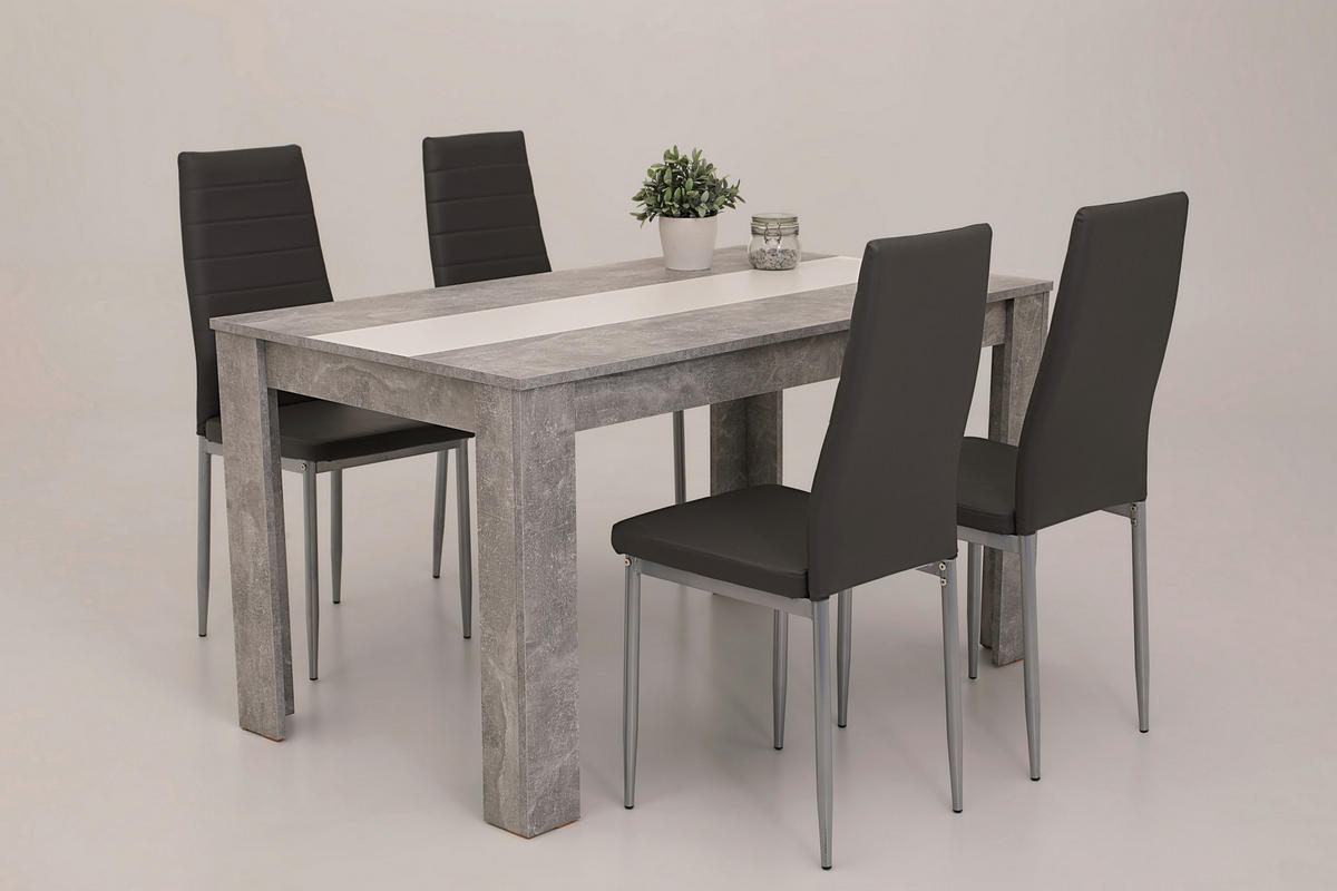 TISCHGRUPPE in Metall, Textil, Holzwerkstoff Grau  - Grau, MODERN, Holzwerkstoff/Textil (140/80/74cm) - MID.YOU