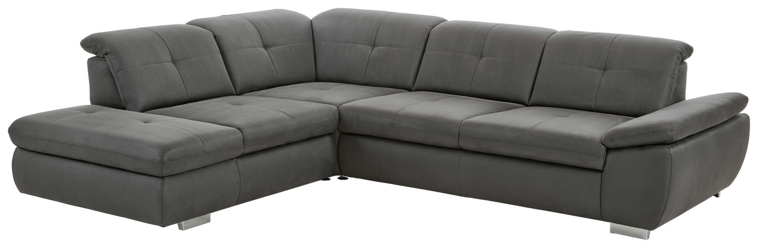 ECKSOFA Dunkelgrau Mikrofaser  - Chromfarben/Dunkelgrau, Design, Textil/Metall (260/318cm) - Beldomo Speed