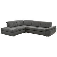 ECKSOFA in Mikrofaser Dunkelgrau  - Chromfarben/Dunkelgrau, Design, Textil/Metall (260/318cm) - Beldomo Speed